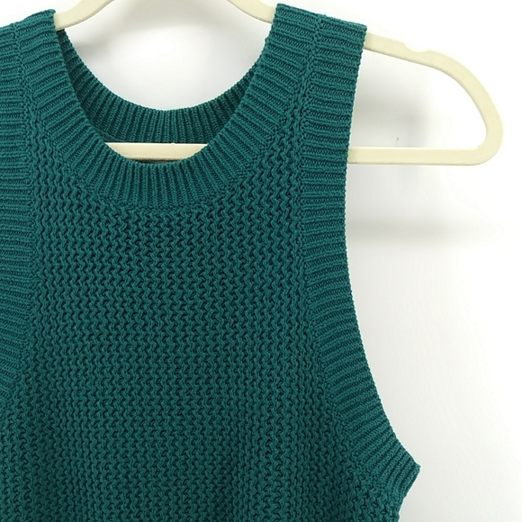 NWT Anthrpologie Quinn Green Sweater Vest Knit Top Sleeveless 100% C… - Picture 8 of 14